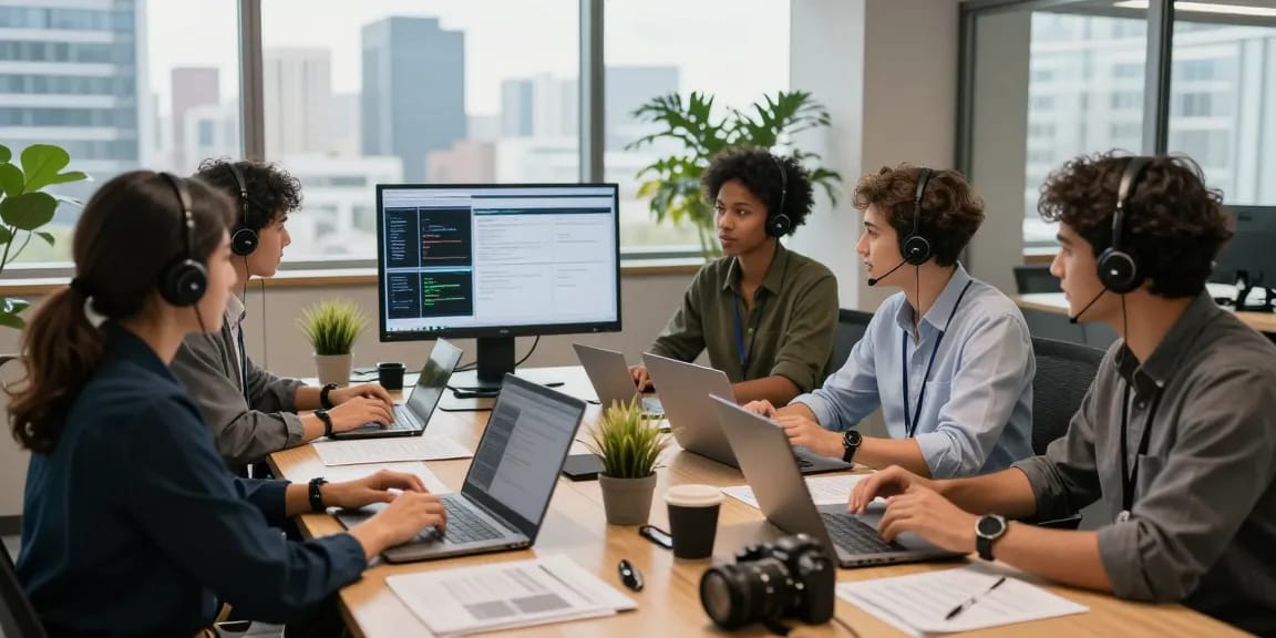 IT support for small business London team collaborating in a modern office environment to enhance productivity