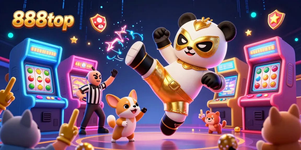 Experience the vibrant excitement of 888top with animated characters in a lively gaming scene.