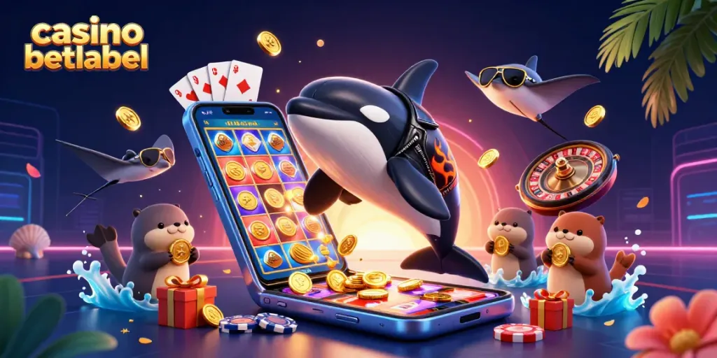 Engaging scene showcasing casino betlabel with dynamic characters and gaming elements, illustrating vibrant casino action.