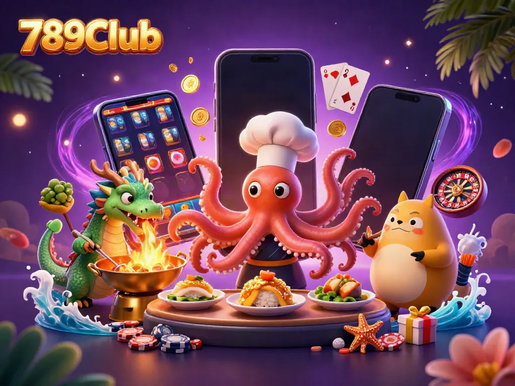 Play popular games on 789Club with vibrant scenes of joy, strategy, and excitement.