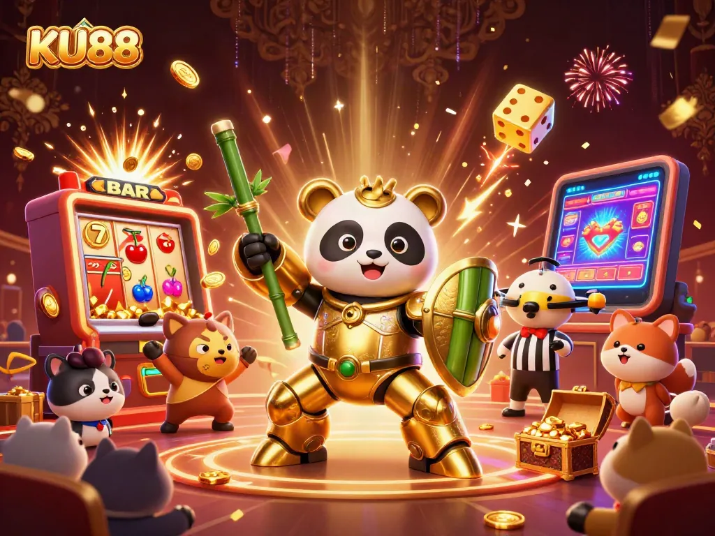 Experience thrilling gameplay at KU88 with an exciting 3D casino illustration showcasing vibrant characters and gaming elements.