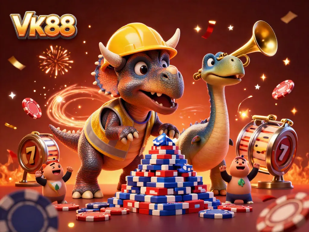VK88 brings high-stakes casino excitement with animated characters and vibrant gaming elements.