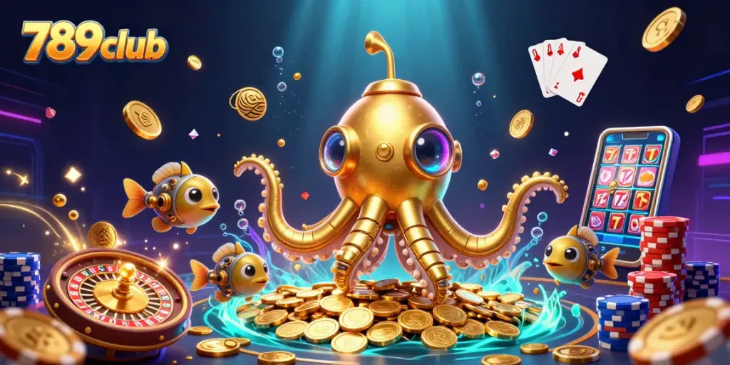 Experience thrilling gameplay at 789club with a magical 3D illustration of casino excitement.
