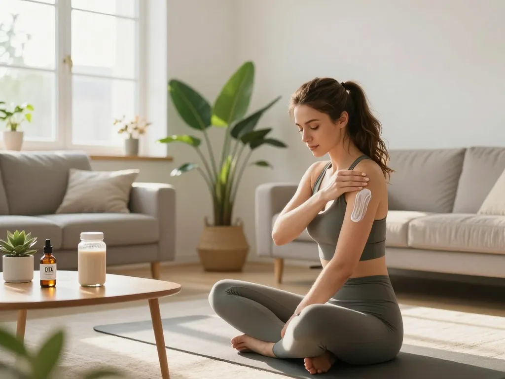 Sigarette elettroniche, applicazione di crema topica CBD per il benessere, recupero naturale.
