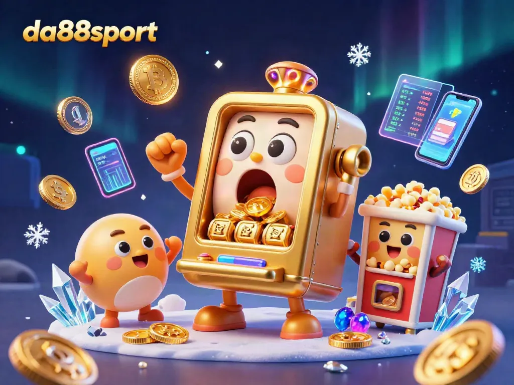 Spin to win at da88sport with a vibrant scene of a golden slot machine hitting the jackpot!