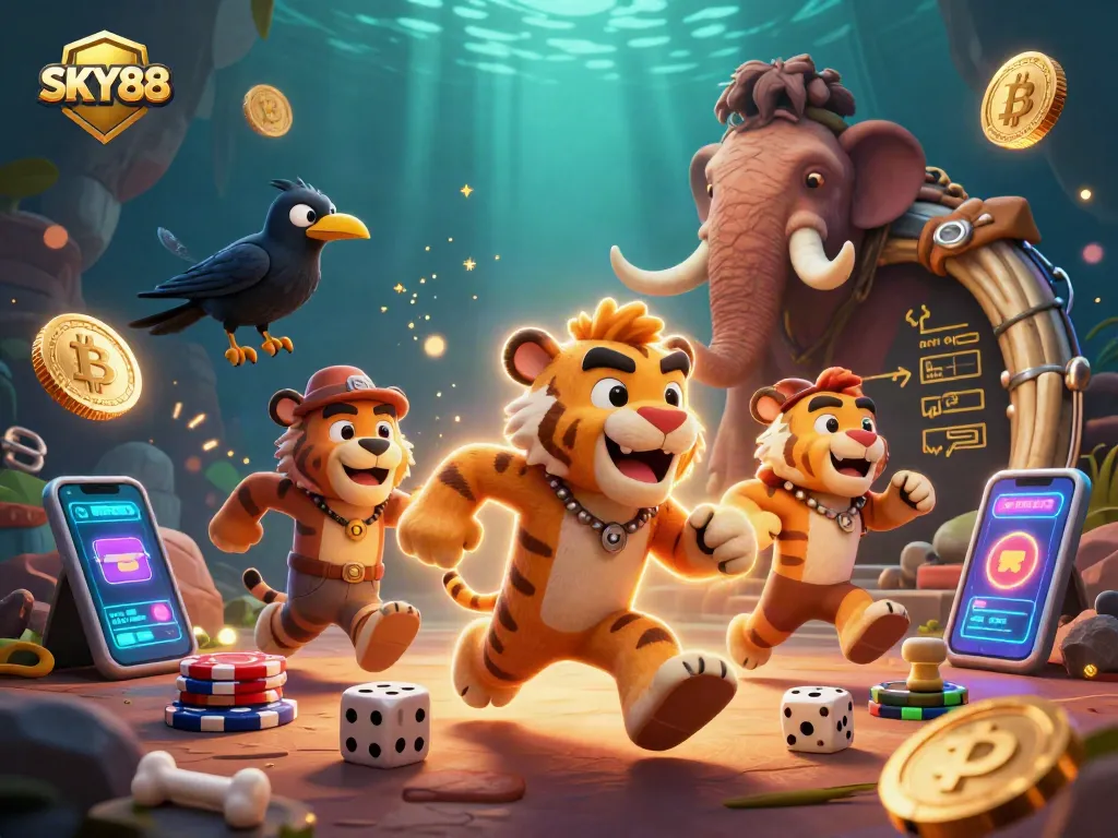 Engage in thrilling games at SKY88, featuring vibrant 3D casino elements and dynamic action.