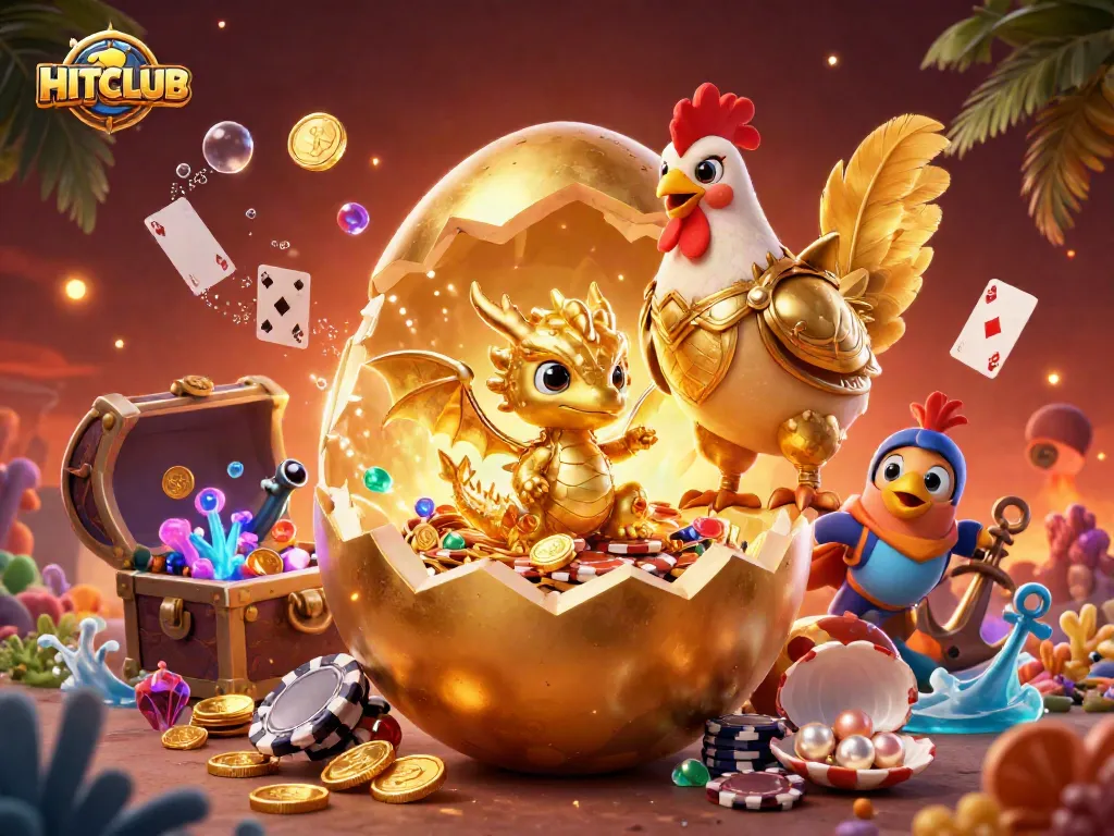 Engage in thrilling games at HITCLUB with a vibrant casino-themed illustration showcasing excitement.