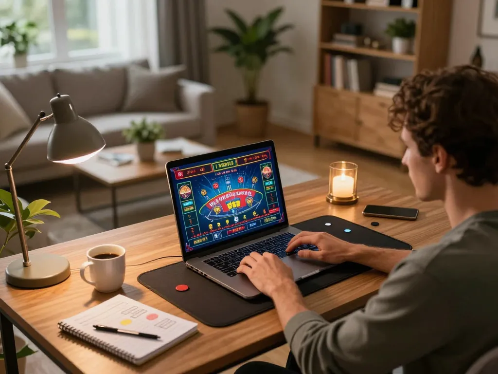 Engaging in online gameplay at home, using link vào lc88 for a fun and safe gambling experience.