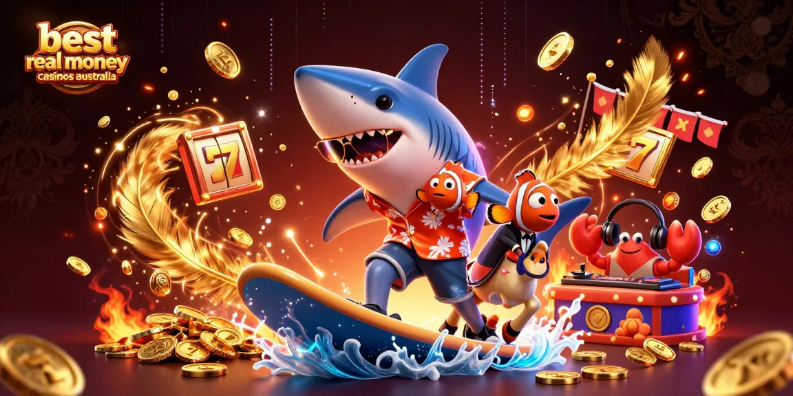Experience the thrill with the best real money casinos Australia in a vibrant 3D casino scene filled with action.