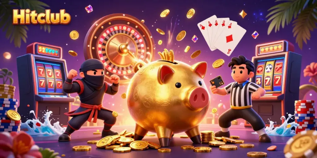 Experience thrilling gameplay on Hitclub with dynamic characters and vibrant casino elements.